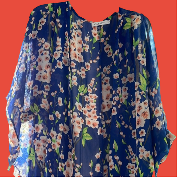 Beautiful floral sheer kimono L - Picture 1 of 7